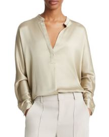 Vince Band Collar Silk Blouse Bloomingdales at Bloomingdales