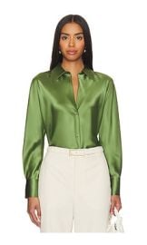 Vince Bias Long Sleeve Blouse In Sycamore at Revolve