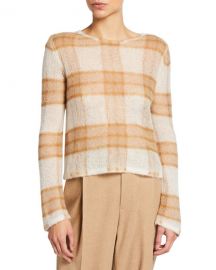 Vince Brushed Alpaca Plaid Sweater at Neiman Marcus