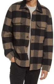 Vince Buffalo Check Virgin Wool Blend Overshirt at Nordstrom