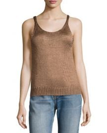 Vince Cable-Knit Silk Crop Tank Top at Neiman Marcus