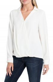 Vince Camuto   Wrap Front Rumple Twill Blouse   Nordstrom Rack at Nordstrom Rack