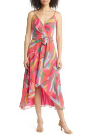 Vince Camuto Abstract Print Wrap Front Chiffon Dress at Nordstrom