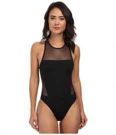 Vince Camuto Biscayne Bay Illusion High Neck Maillot Ebony at Zappos