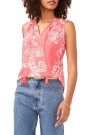 Vince Camuto Blooming Paisley Print Split Neck Top at Nordstrom