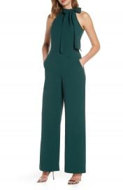 Vince Camuto Bow Neck Stretch Crepe Jumpsuit Nordstrom at Nordstrom