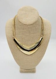 Vince Camuto CATWALK Necklace Gold Tone Statement Bib Adjustable 17 in BOLD eBay at eBay