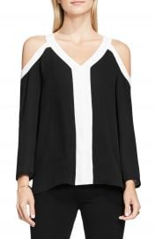 Vince Camuto Colorblock Cold Shoulder Blouse at Nordstrom