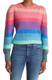 Vince Camuto Colorblock Stripe Cotton Blend Sweater in Plush Pink Hthr at Nordstrom  at Nordstrom