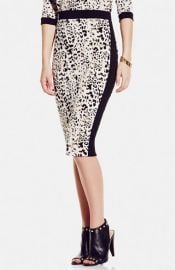 Vince Camuto Contrast Trim Leopard Print Pencil Skirt at Nordstrom