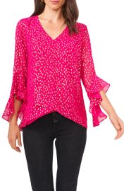 Vince Camuto Dash Dot Flutter Sleeve Tunic at Nordstrom