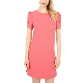 Vince Camuto Dresses New Vince Camuto Stretch Crepe Jewel Neck Short Sleeve Shift Dress Flami Poshmark at Poshmark