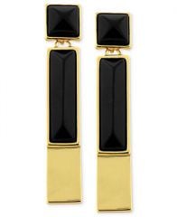 Vince Camuto Earrings Gold-Tone Black Onyx Rectangle Linear Drop Earrings - Fashion Jewelry - Jewelry and Watches - Macys at Macys