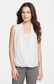 Vince Camuto Faux Wrap Shirttail Blouse in White at Nordstrom