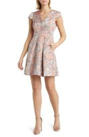 Vince Camuto Floral Jacquard Fit Flare Dress at Nordstrom