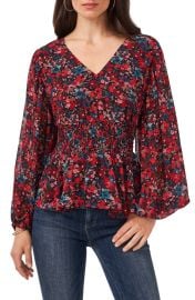 Vince Camuto Floral Smocked Waist Top at Nordstrom