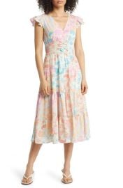 Vince Camuto Flutter Sleeve Midi Dress at Nordstrom