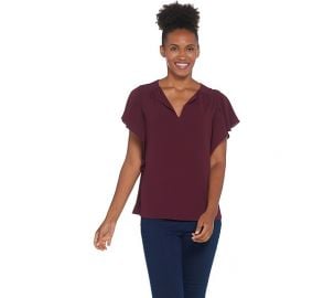 Vince Camuto Flutter Sleeve Top at QVC