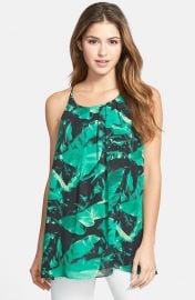 Vince Camuto Island Palm Pleat Neck Tank at Nordstrom