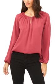 Vince Camuto Keyhole Neck Long Sleeve Blouse in Rose Pink Size Xx-Large at Nordstrom