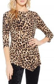 Vince Camuto Leopard Print Asymmetrical Hem Top  Regular  amp  Petite at Nordstrom