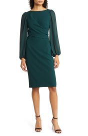 Vince Camuto Long Sleeve Stretch Crepe Sheath Dress at Nordstrom