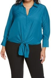 Vince Camuto Long Sleeve Tie Front Button Down Top at Nordstrom