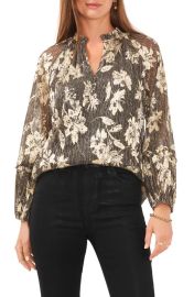 Vince Camuto Metallic Floral Print Blouse at Nordstrom