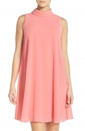 Vince Camuto Mock Neck Chiffon Trapeze Dress at Nordstrom