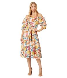 Vince Camuto Off-the-Shoulder Flounce Midi com at Zappos