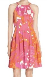 Vince Camuto Orange and Pink Halter Neck Scuba Dress at Nordstrom