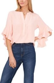 Vince Camuto Pintuck Flutter Sleeve Blouse at Nordstrom