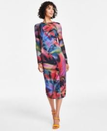 Vince Camuto Printed Long Sleeve Bodycon Dress at Macys