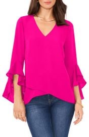 Vince Camuto Ruffle Sleeve Georgette Top at Nordstrom