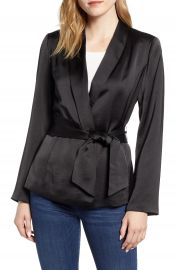 Vince Camuto Satin Belted Blazer   Nordstrom at Nordstrom