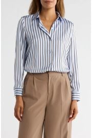 Vince Camuto Satin Long Sleeve Button-Up Shirt in Peach Cream at Nordstrom Rack at Nordstrom Rack