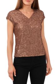 Vince Camuto Sequin Cap Sleeve Top at Nordstrom