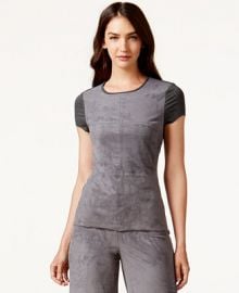 Vince Camuto Short-Sleeve Faux-Suede Top at Macys