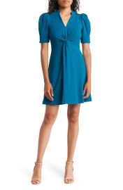 Vince Camuto Short Sleeve Twist Front Fit Flare Dress at Nordstrom Rack