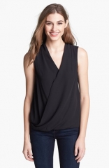 Vince Camuto Sleeveless Faux Wrap Top at Nordstrom