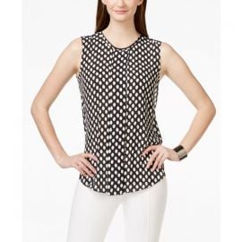 Vince Camuto Sleeveless Front-Pleat Blouse in Polka Dot at Macys