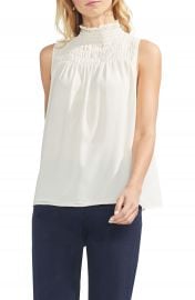 Vince Camuto Sleeveless Smocked Mock Neck Blouse  Regular  amp  Petite at Nordstrom