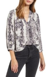 Vince Camuto Snake Print Rumple Blouse in Rich Black Size Xx-Small at Nordstrom