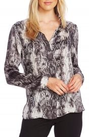 Vince Camuto Snake Print Split Neck Blouse   Nordstrom at Nordstrom