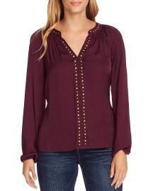 Vince Camuto Stud Trimmed Satin Blouse at Bloomingdales