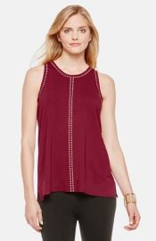 Vince Camuto Studded Sleeveless Knit Top in Red at Nordstrom