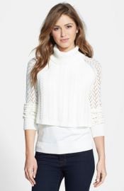 Vince Camuto Tiered Cable Turtleneck Sweater at Nordstrom