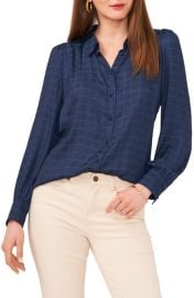 Vince Camuto Tonal Plaid Jacquard Button-Up Shirt at Nordstrom