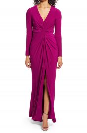 Vince Camuto Twist Front Long Sleeve Gown   Nordstrom at Nordstrom