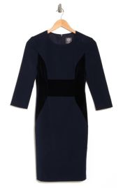 Vince Camuto Velvet Panel Scuba Crepe Sheath Dress at Nordstrom Rack